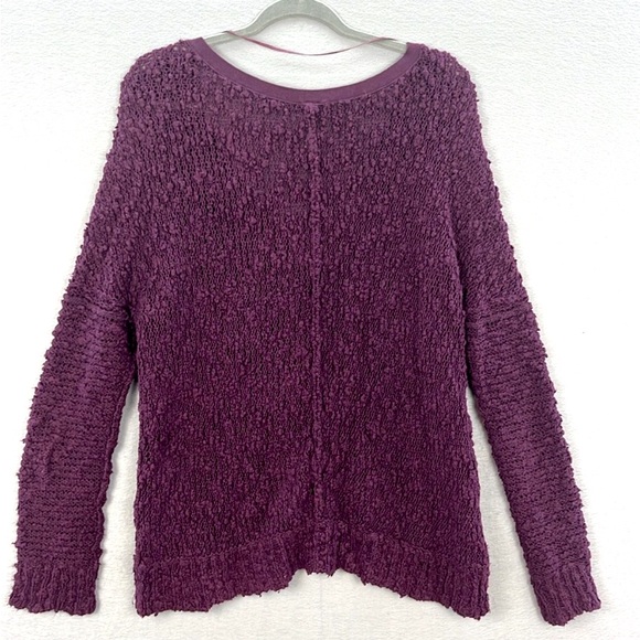 Free People Eggplant Open Knit V-Neck Sweater - Picture 7 of 12